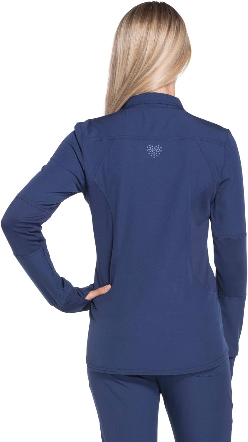 HeartSoul HS315 Women's Zip Front Warm-Up Solid Scrub Jacket: Clothing
