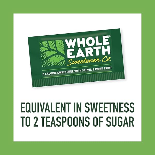 WHOLE EARTH SWEETENER CO. STEVIA & MONK FRUIT SWEETENER, ERYTHRITOL SWEETENER, STEVIA PACKETS, SUGAR SUBSTITUTE, NATURAL SWEETENER, 400 COUNT
