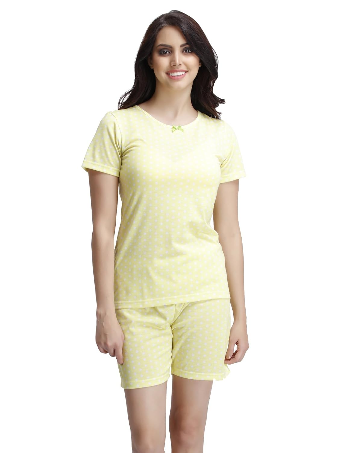 clovia women's cotton rich printed top & shorts set