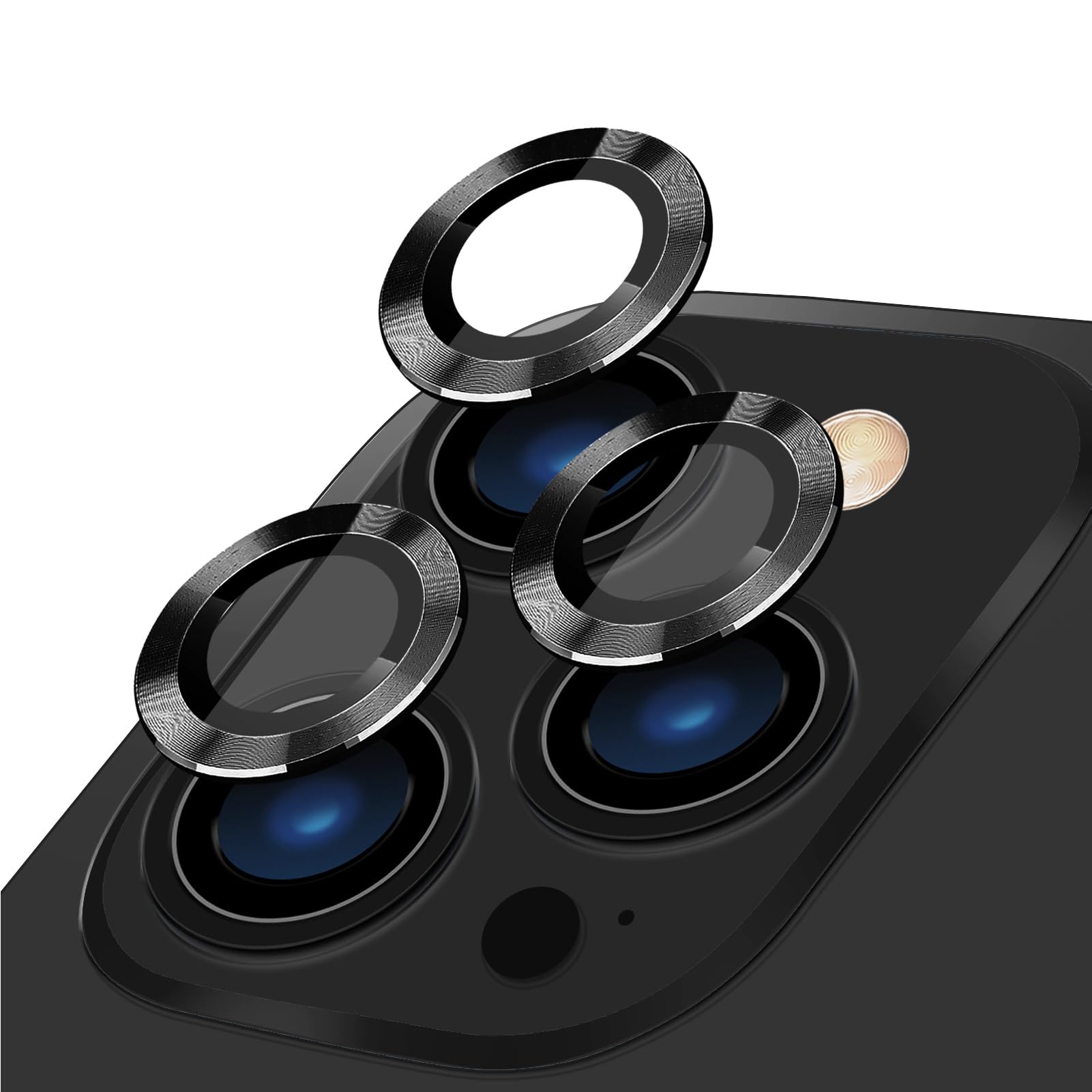 LucBuy Camera Lens Protector for iPhone 13 Pro/13 Pro Max, Premium HD Tempered Glass Aluminum Alloy Individual Ring Circle Lens Screen Cover Film,Anti-Scratch Lens Protector Sticker (Graphite)