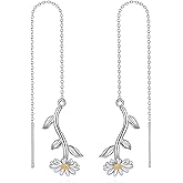 Daisy Earrings for Women Sterling Silver Daisy Dangle Ear thread Jewelry Gifts for Women