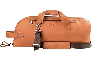 MG LEATHER WORK Leather Trumpet Gig Bag. Padded, Lightweight & Water-Resistant, w. Shoulder Strap & Handle. Durable Protection w. Accessory Pocket. Instrument Case Storage & Travel (Trumpet, light brown)