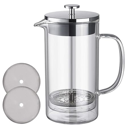 French Press Coffee Maker Tea Pot Double Wall Borosilicate Glass 304