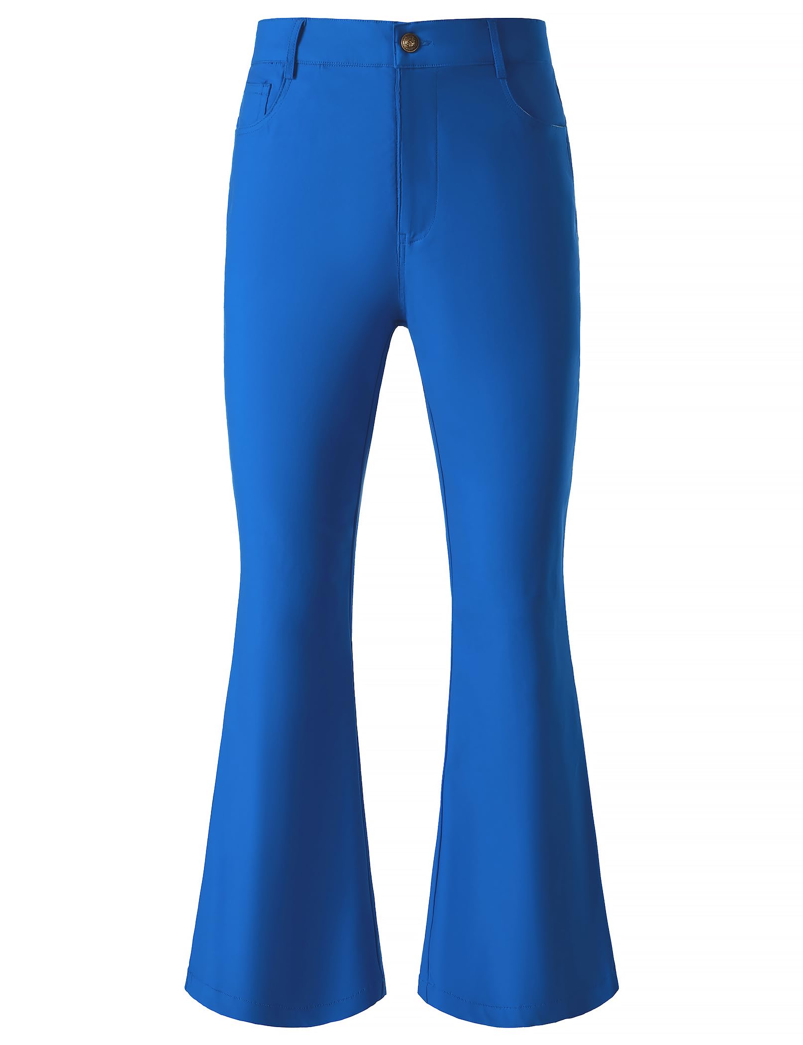 Photo 1 of JOGAL Mens Bell Bottom Pants 70s Disco Outfits Slim Fit Retro Flared Trousers RoyalBlue Large