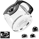 12-Cup Glass Coffee Carafes Replacement Pot 49902 Compatible with Hamilton Beach FlexBrew 12 Cup Coffee Carafe Maker 49904, 49915, 49905, 1 Pcs Carafe+3 Buckles