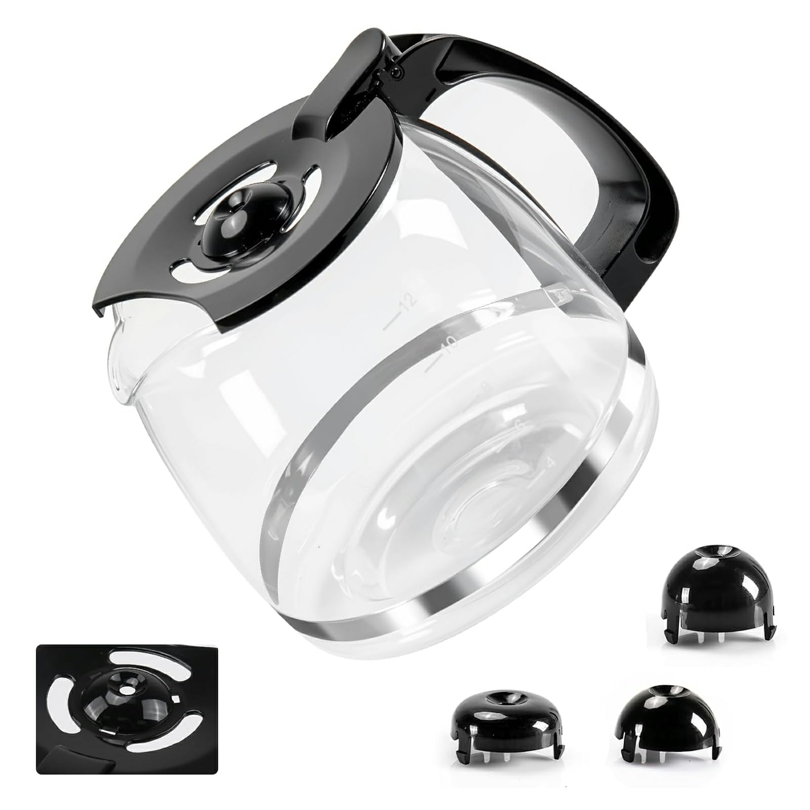 Photo 1 of 12-Cup Glass Coffee Carafes Replacement Pot 49902 Compatible with Hamilton Beach FlexBrew 12 Cup Coffee Carafe Maker 49904, 49915, 49905, 1 Pcs Carafe+3 Buckles