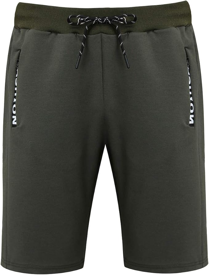 Mens Loose Fit Casual Athletic Zipper Pocket Shorts Running Drawstring