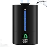 Coolfiqu 6L Warm &amp; Cool Mist Humidifiers for Bedroom,Large Room,Plants | Quiet Top Fill Ultrasonic Humidifier,Essential Oil Diffuser, Auto Humidity Control,Hot Mist Desk Humidifiers,360&deg; Nozzle