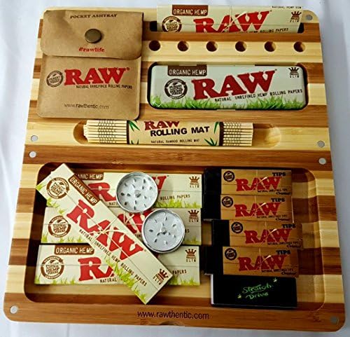 RAW Backflip Magnetic Wooden Bamboo Rolling Tray (Various Deals) By MakBros (Raw Organic Striped Tray Deal)
