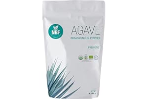 NBF NATURA BIO FOODS - Organic Agave Inulin Powder | Prebiotic Fiber Supplement | Gut Support | No Flavor or Aftertaste | Vegan & Keto Friendly | 16 Oz, 1 Pound (Pack of 1)