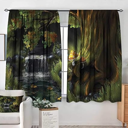Amazon Com Fantasy Indoor Curtain Waterfall In Forest Night 72