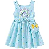 Toddler Girls Spring Dress Little Girl Rainbow Summer Dresses for Girls Sleeveless Sundress with Bag Outfits