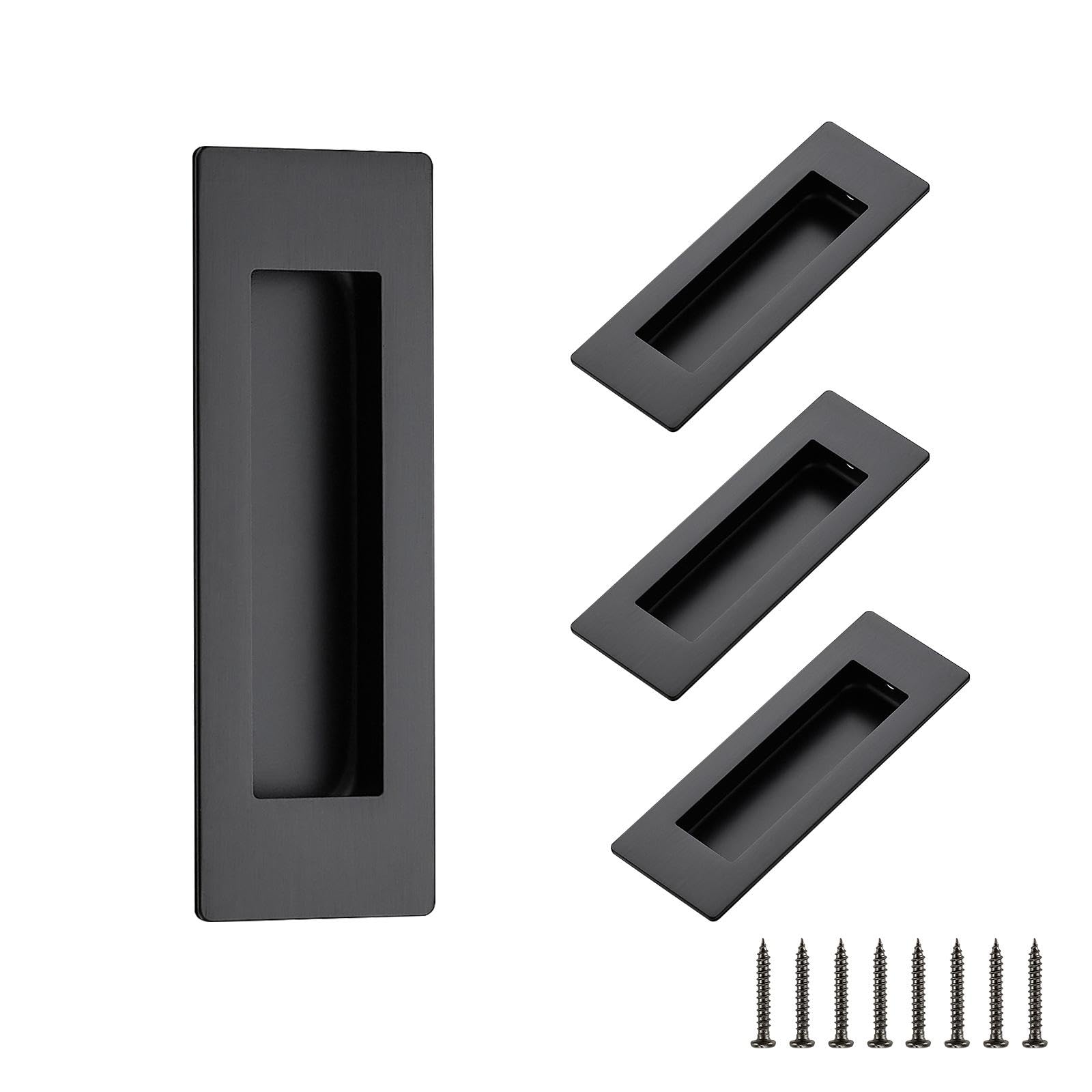 Ravinte 4 Pack Black Cabinet Pulls - Recessed Finger Pulls Sliding Door Handles Furniture Handles Kitchen Hardware for Cabinets (120mm Length)