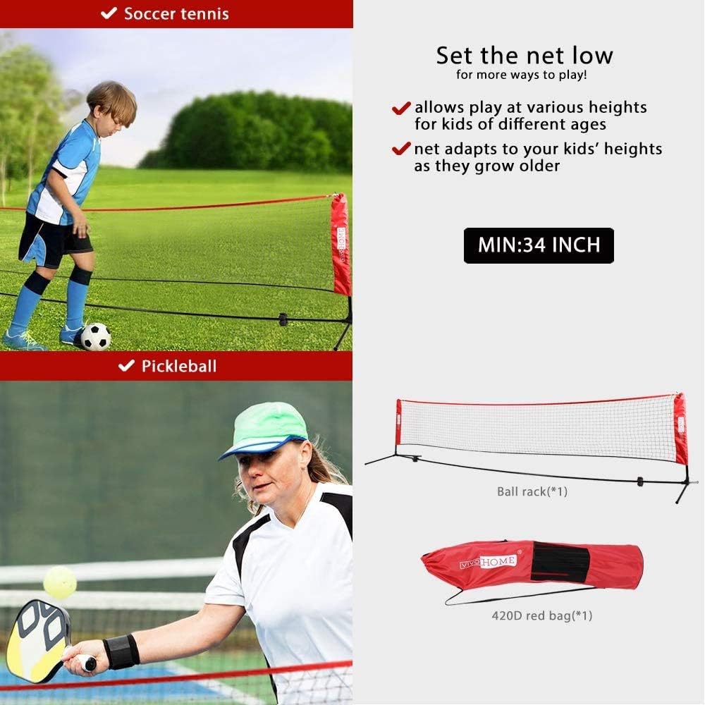 VIVOHOME Portable 10ft/ 14ft/ 17ft Height Adjustable Outdoor Badminton Net Set with Stand and Carry Bag for Kid's Volleyball Soccer Tennis Pickleball : Sports & Outdoors