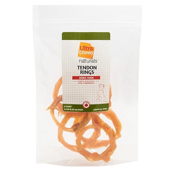 ULTRA CHEWY TURKEY TENDON RINGS FOR DOGS – PREMIUM ALL-NATURAL TENDONS, HYPOALLERGENIC TREATS, EASY TO DIGEST, ALTERNATIVE TO RAWHIDE (6 PACK)