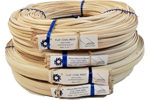 WEAVEMASTER 1 Pound Coil of Flat Oval Reed for Basket & Seat Weaving, Natural Color, Any Width, 3/16" 1/4" 3/8" 1/2" (1/4")
