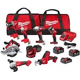 Milwaukee M18 18V Cordless Power Tool Combo Kit, 8-Tool Set, 3 Batteries, 2 Tool Bags, Charger Included
