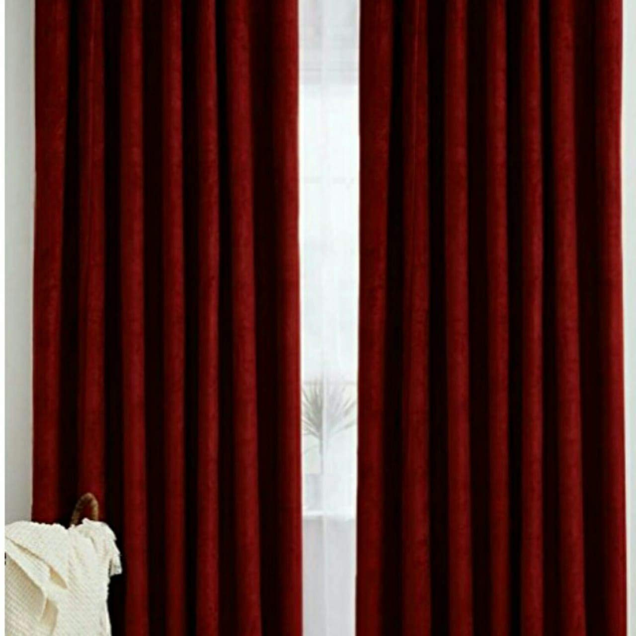 Buy Polyresin Curtains, 7 feet, Maroon, Pack of 2 Online at Low Prices