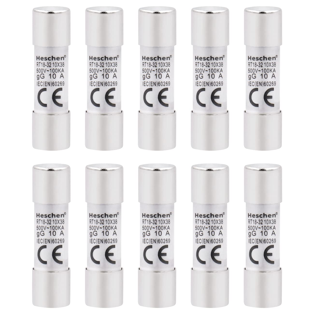 Heschen Rt18 32 Fusibile Cilindrico In Ceramica 10 X 38 Mm 10 A 500 V Ce Tuv Confezione Da 10 Amazon It Commercio Industria E Scienza