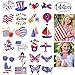 Fourth of July Tattoos 144 Pcs Patriotic Independence Day Party Accessories for Kids