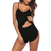 Ekouaer Women Pajamas Set Cami Shorts Set Soft V Neck Sleepwear Sleeveless Lingerie Pjs Set S-XXL