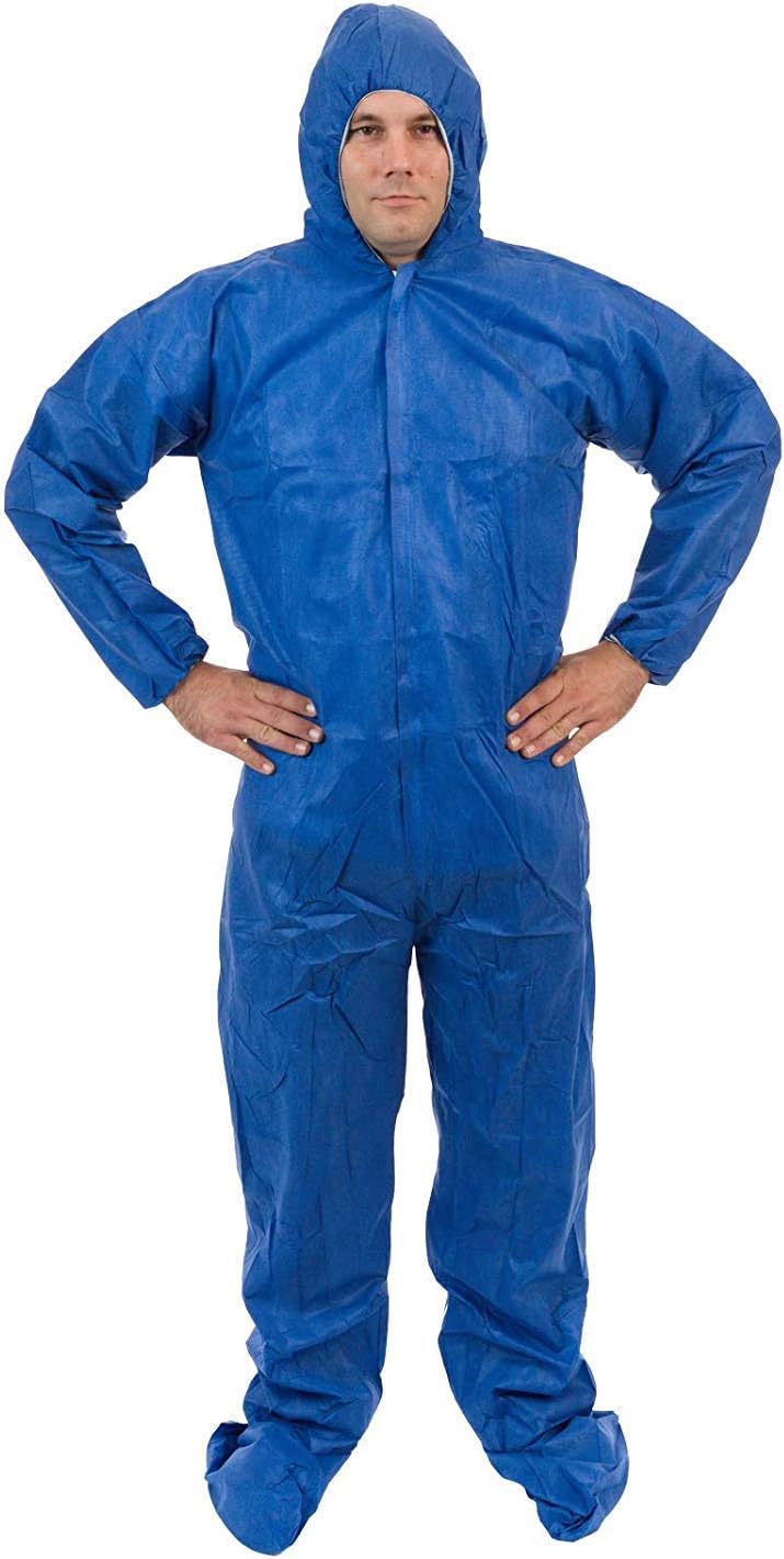 International Enviroguard – Lightweight 3 Layer SMS General Protective Coverall for General Cleanup (25 per case) (3XL, Blue)