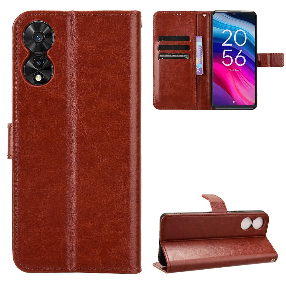 BellaCase TCL 505 4G Case [Wallet Case] [Kickstand] [Card Slots] [Magnetic Flip Cover] Compatible with TCL 505 4G Smartphone(Brown)