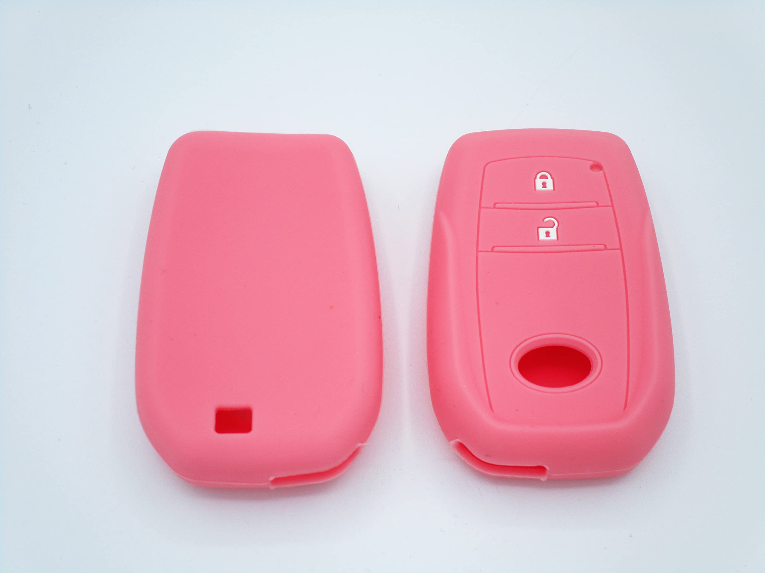 Silicone Rubber Key Cover Case Compatible with Toyota Yaris Aygo RAV4 Avensis Auris C-HR Land Cruiser 2 Buttons with Keychain Soft Protective Car Remote Cover (PINK)