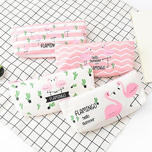 4 Pack Flamingos Pencil Case for Kids Cute Cosmetic Makeup Bags for Girls Canvas Pouch Purse Perfect Flamingos Gifts