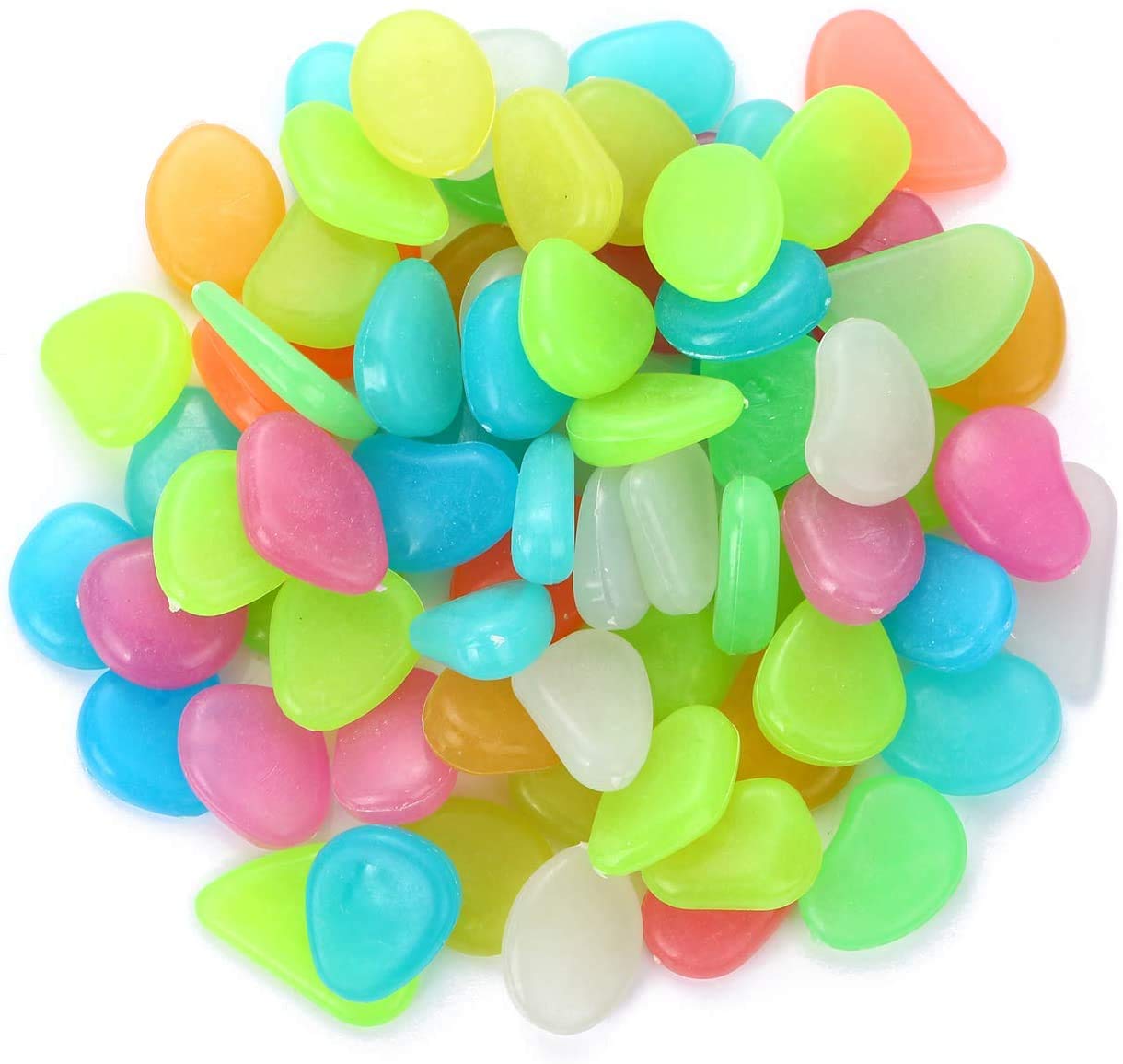 Ruiuzioong Luminous Stones, Luminous Pebbles Glow Stones, 100pcs Garden Decorative Stones for Walkways Outdoor Decor Aquarium Fish Tank Path (Multi, 100pcs)