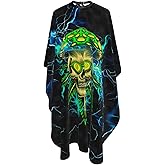 Skull Graphic Salon Barber Cape - Professional Hair Cutting Cape With Adjustable Snap Closure-Haircut Apron 55''X66''