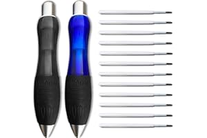 Lyforx 14pcs Big Fat Pens Aids Writing - 2 Pens + 6 Black Refills + 6 Blue Refills for Tremor, Arthritis, Parkinson, Handicap, Carpal Tunnel