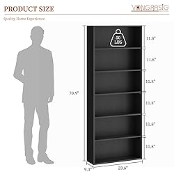 Vongrasig 6-Tier Open Bookcase and Bookshelf, Floor
