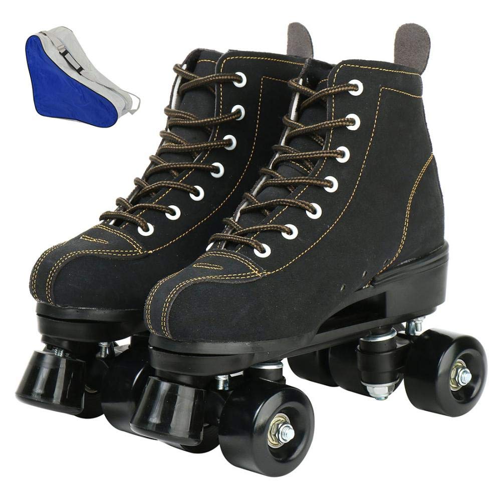 Photo 1 of Roller Skates for Women and Mens, Classic High-top 4 Wheels Skating Roller Double Row Skates for Indoor and Outdoor Unisex, Boys and Girls with Bag (Black,235/uk4.5/eur37)