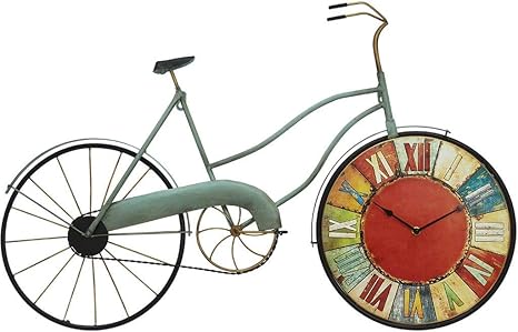 Amazon Co Jp ミニチュア自転車時計レトロな金属製の壁時計 寝室のホームバイククリエイティブ壁の装飾 ホーム キッチン