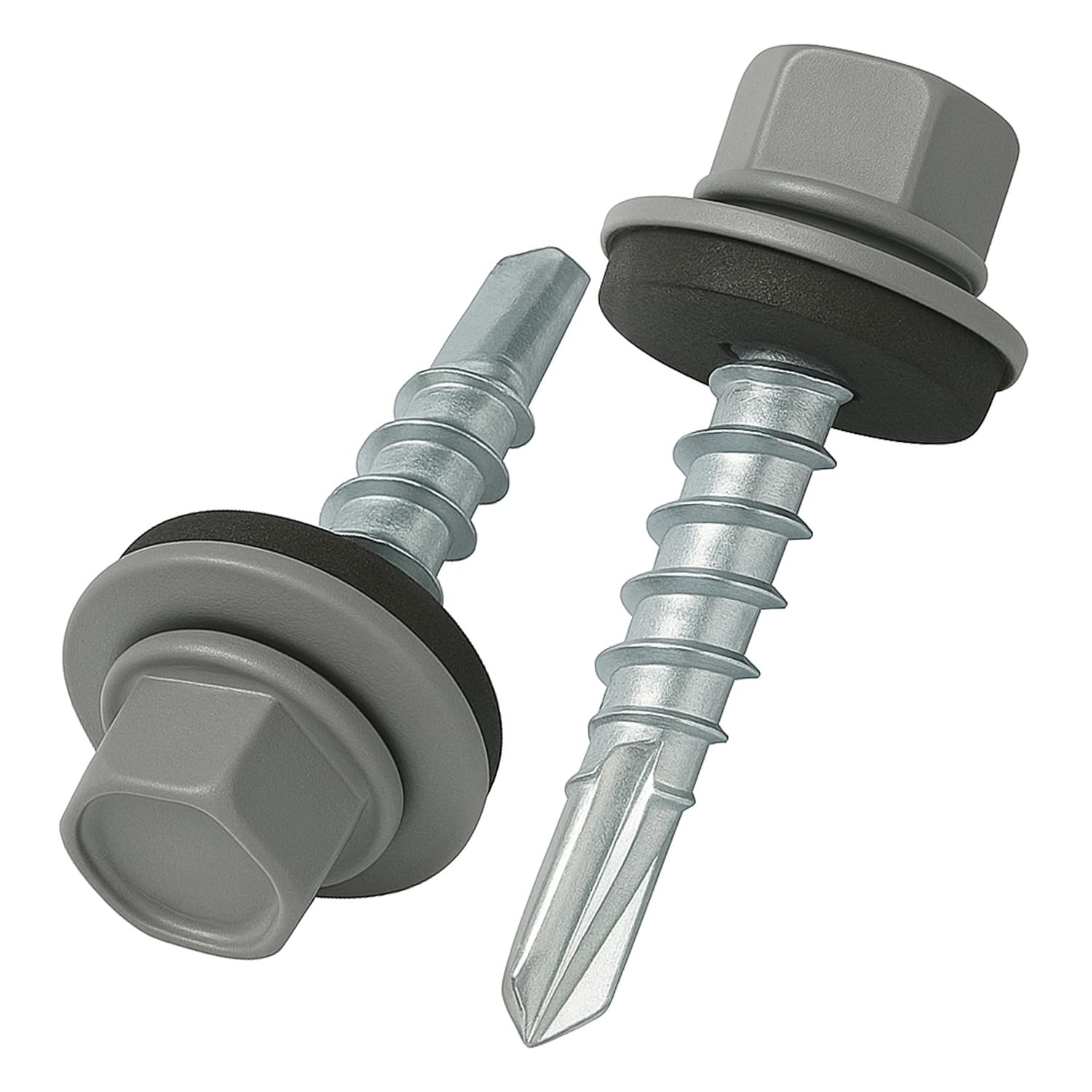 4.8 mm x 35 mm Roofing Screws, Hex Head Self-Drilling Color (RAL 7045 Telegrey 1) Roof Screws with EPDM Sealed Washer, Rust Proof Zinc Plated Hardened Coarse Threads Screw for Outdoor Use (50 pcs) โ image 1