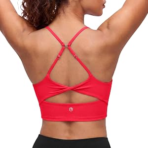 Aoysky Womens Strappy Sports Bra Adjustable Cross Back Longline Crop Top | Buttery soft fabric, Removable padded cups, Conver