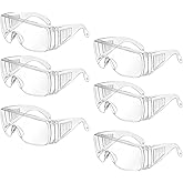 WTTUOAM 6 Pieces Clear Safety Glasses Over Glasses Goggles Anti- Fog/Scratch Eye Protective Polycarbonate Eyewear Safety Gogg