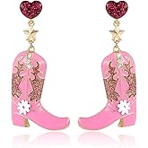 Firopia Valentines Heart Earrings for Women | Pink Heart Martini LOVE Rhinestone Earrings for Women | Jewelry Valentines Mothers Day Gifts