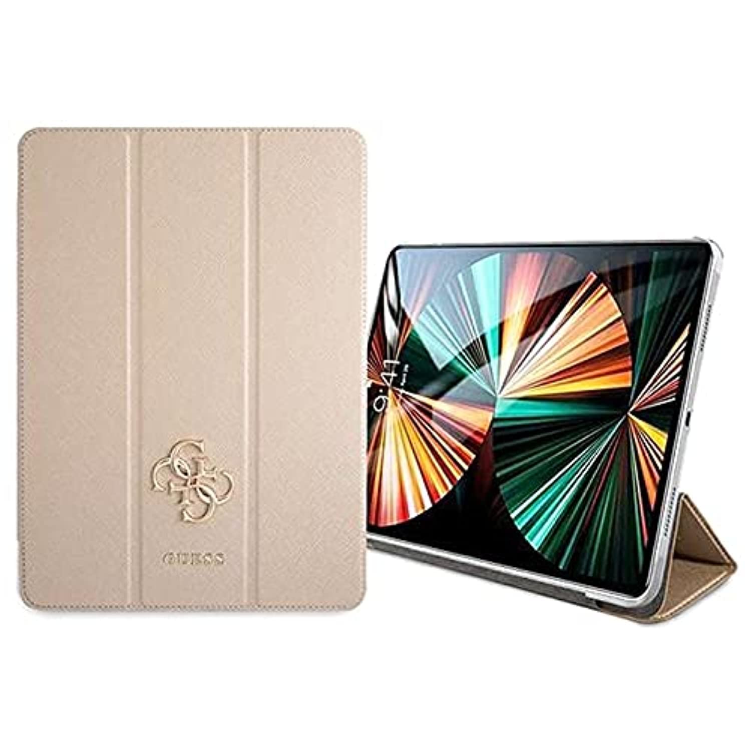 Guess GUIC12PUSASGO Book Cover for iPad 12.9 Inch 2021 Golden Saffiano Collection