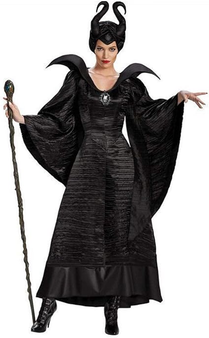 Erfd Grf Plus Size Fairy Tale Black Sleeping Beauty Witch Queen Maleficent Costumes Adult Women Halloween Party Cosplay Costume Black M Amazon De Sport Freizeit