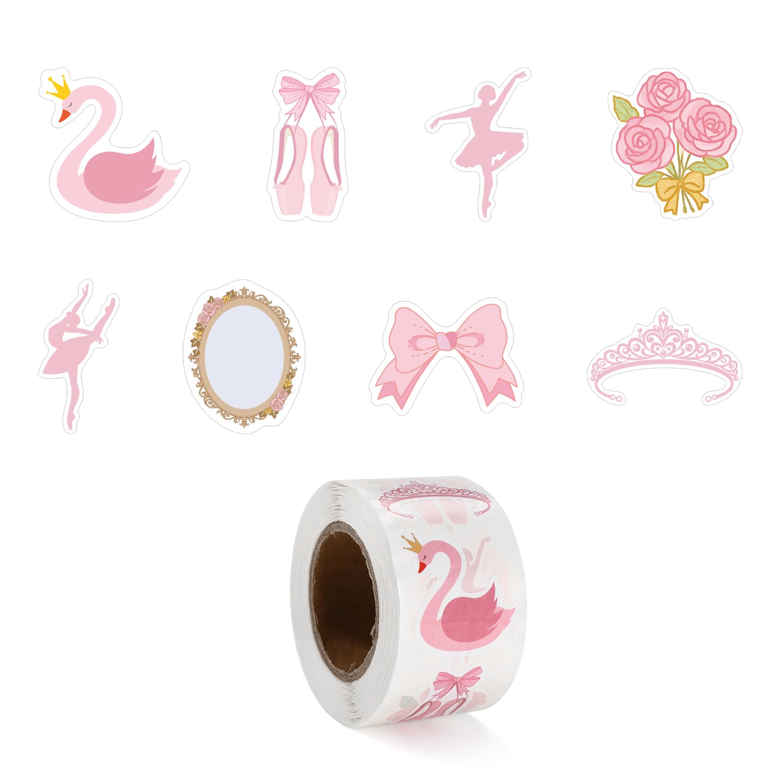 500pcs Pink Ballet Dance Stickers for Girls, Dancing Movements Ballerina Stickers for Laptop Bottle Luggage Birthday Party Decor Dancer Gifts