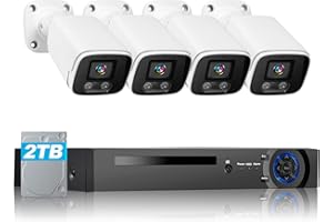 Douevo PoE Security Camera System, 4MP Outdoor/Indoor PoE Cameras with 8CH NVR for Home Surveillance System with 4 x 4MP CCTV IP66 Cameras with Night Vision for Outdoor Use, 2 TB Hard Drive