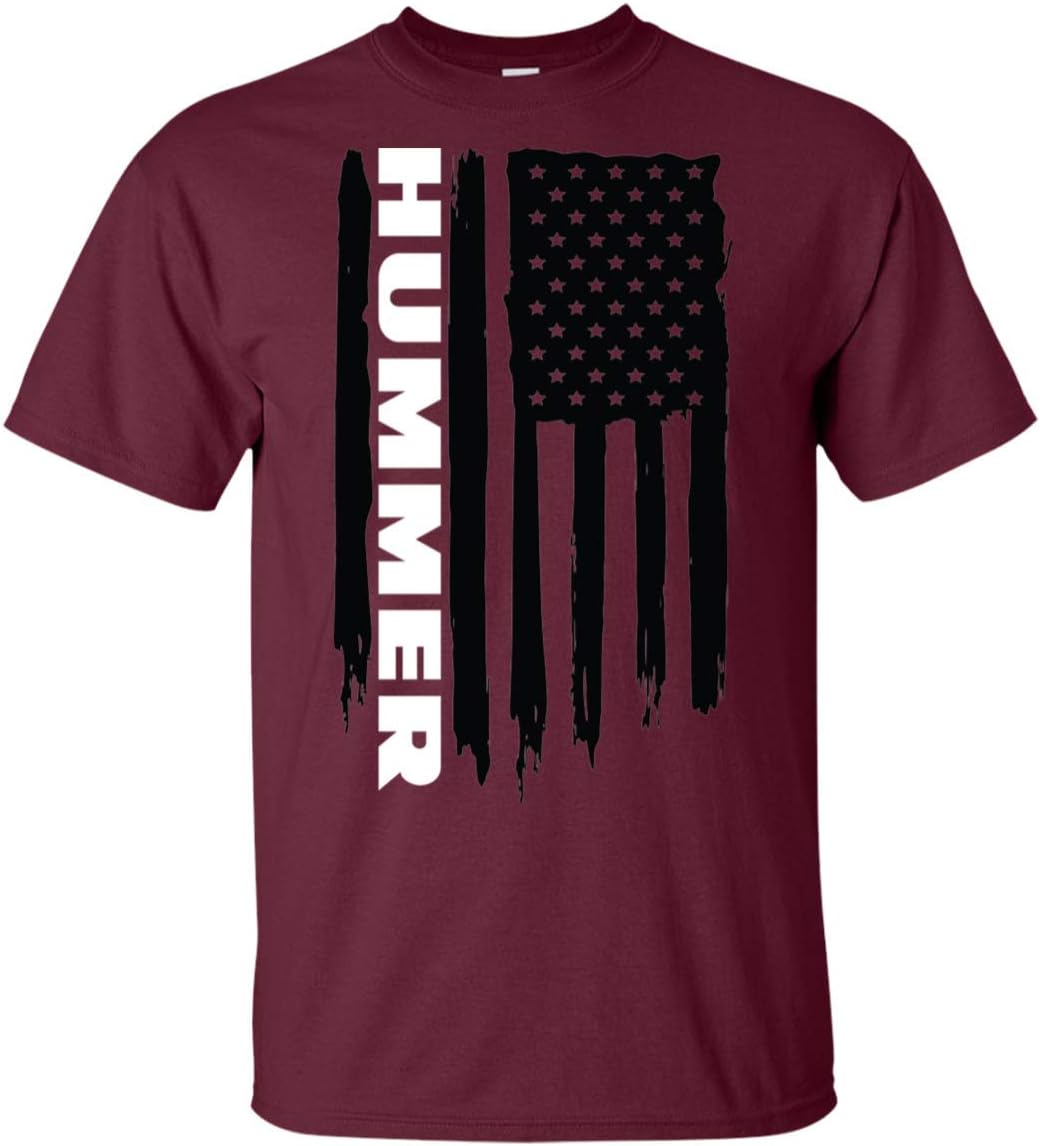 WheelSpinAddict Men's Hummer H1 H2 H3 USA Flag T-Shirt
