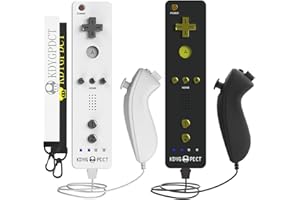 KDYGPDCT 2 Pack Wii Remote with Nunchuck,Wii Controller with 2 Nunchucks Compatible with Nintendo Wii/Wii U (Black + White)