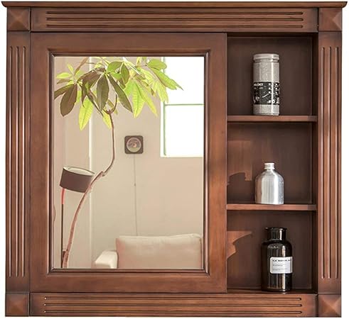 Mirror Cabinets Solid Wood Bathroom Cabinet Old Solid Wood Bathroom Toilet Mirror Oak Storage Cabinet Storage Cabinet Wall Cabinet Multi Layer Storage Amazon Co Uk Kitchen Home