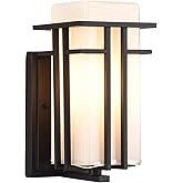 Outdoor Wall Sconce, Waterproof Exterior Lights Wall Mount, Anit-Rust Outdoor Wall Lantern with Rectangle White Glass, Modren
