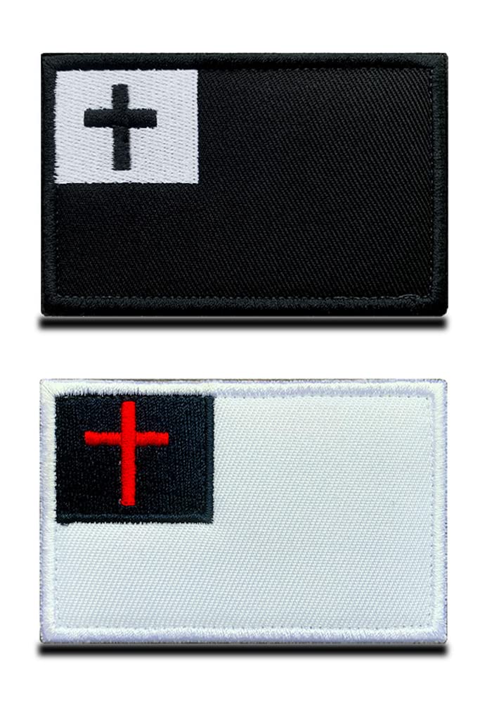 2 Pcs Religion Cross Logo Patch Christian Cross Jesus Christ Cross Hook Loop Patch, Tactical Christian Flag Embroidered Decorative Patches for Indoor Praying or Outdoor Showing — image 1