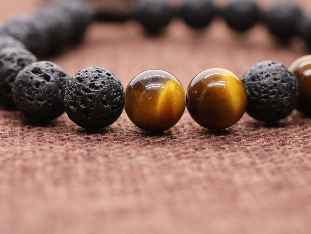 COAI Lava Stone Beaded Bracelet for Men Women Tiger Eye Bracelet, Adjustable (5.9-7.5 inches) - Image 5