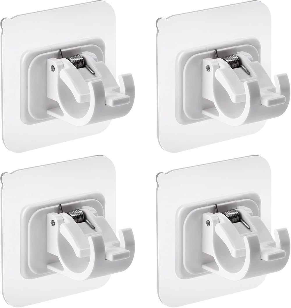 Bohoray 4Pcs Self Adhesive Curtain Rod Bracket White 22mm Groove No Drill
